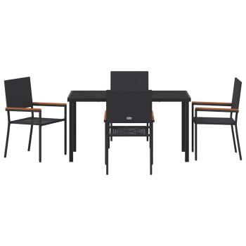 5-teiliges Garten Essset schwarzes Poly Rattan