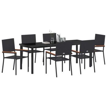 7-teiliges Garten Essset Schwarz Poly-Rattan