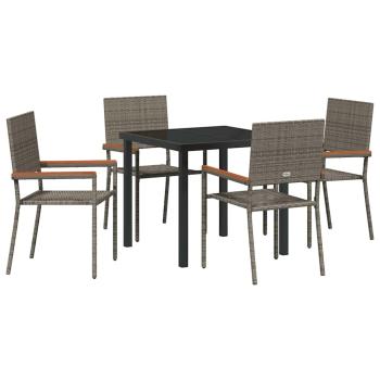 5-teiliges Garten Essset Grau Poly Rattan