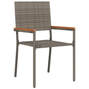 7-teiliges Garten Esszimmer Set Grau Poly Rattan