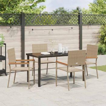 5-teiliges Garten-Essset Beige Poly-Rattan