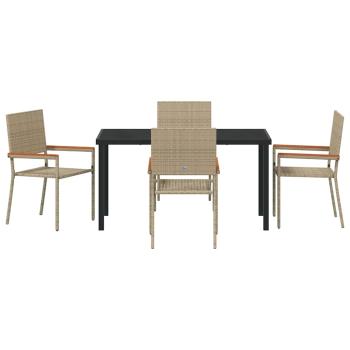 5-teiliges Garten-Essset Beige Poly-Rattan