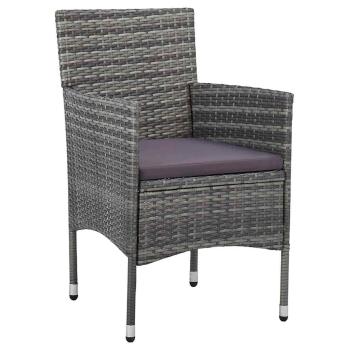 3-teiliges Garten-Ess-Set Grau Poly-Rattan