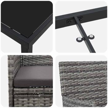 3-teiliges Garten-Ess-Set Grau Poly-Rattan