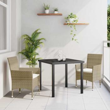 ARDEBO.de - 3-teiliges Garten-Essset Beige Poly Rattan