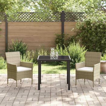 3-teiliges Garten-Essset Beige Poly Rattan