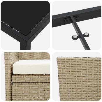 3-teiliges Garten-Essset Beige Poly Rattan