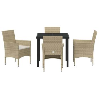 4-teiliges Gartenessset Beige Poly-Rattan