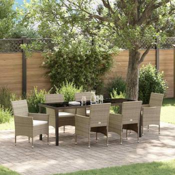 ARDEBO.de - Garten Essgruppe 7 stk. Beige Poly-Rattan