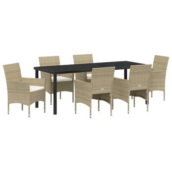 Garten Essgruppe 7 stk. Beige Poly-Rattan