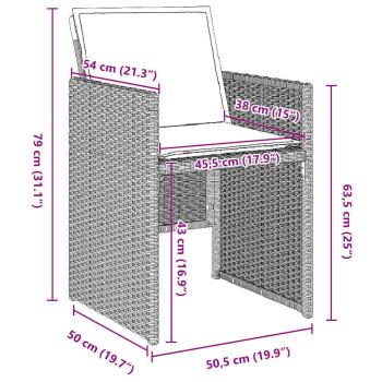 5-teiliges Garten-Essgruppen-Set mit Kissen, hellgrau, Poly-Rattan