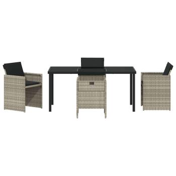 5-teiliges Garten Essset mit Kissen Hellgraues Poly Rattan