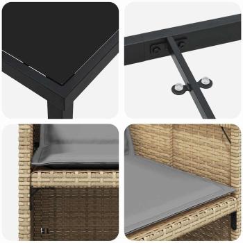 5-teiliges Garten-Esszimmer-Set mit Kissen Beige Poly Rattan