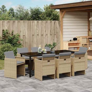Garten Essgruppe 9 stk. Beige Poly-Rattan
