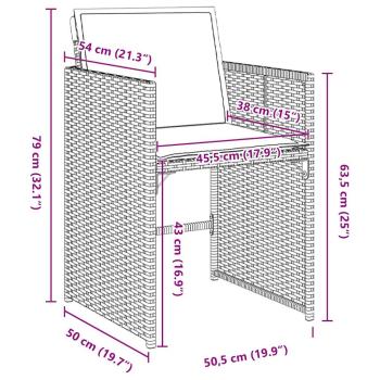 5-teiliges Garten-Essset mit Kissen Schwarz Poly-Rattan