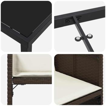 5-teiliges Garten-Ess-Set mit Kissen in braunem Poly-Rattan