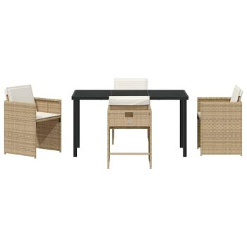 5-teiliges Garten-Dining-Set mit Kissen Beige Poly-Rattan