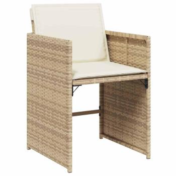 5-teiliges Garten Esstisch Set mit Kissen - Beiges Poly Rattan
