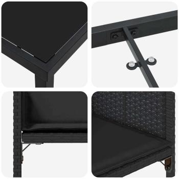 Garten Essgruppe mit Kissen 9 pcs Schwarz Poly-Rattan