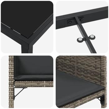 5-teiliges Garten Essset mit Kissen aus grauem Poly-Rattan