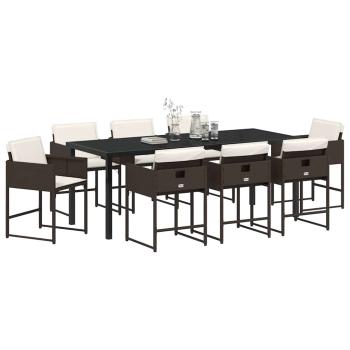 Garten Essgruppe 9 stk. Braun Poly-Rattan