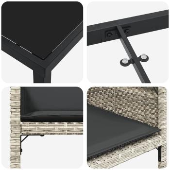 5-teiliges Garten-Dining-Set mit Kissen in Hellgrau aus Poly-Rattan