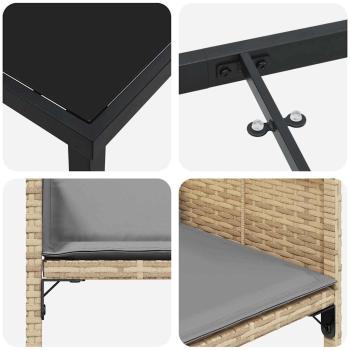 5-teiliges Garten Essgruppe mit Kissen Beige Poly Rattan