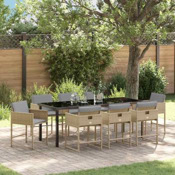 ARDEBO.de - Garten Essgruppe 9 stk. Beige Poly-Rattan