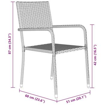 3-teiliges Garten Essset Schwarz Poly-Rattan