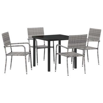 ARDEBO.de - 5-teiliges Garten Essset Grau Poly Rattan