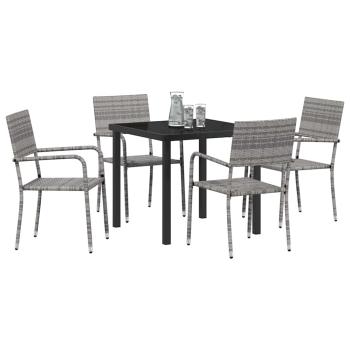 Garten Essgruppe mit Kissen 5 pcs Grau Poly-Rattan