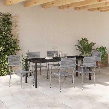 7-teiliges Garten Essset Grau Poly-Rattan