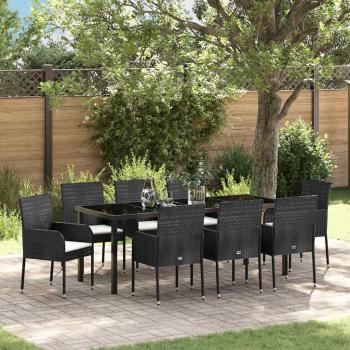 ARDEBO.de - Garten Essgruppe 9 stk. Schwarz Poly-Rattan