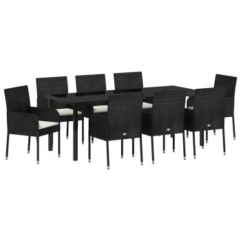 Garten Essgruppe 9 stk. Schwarz Poly-Rattan