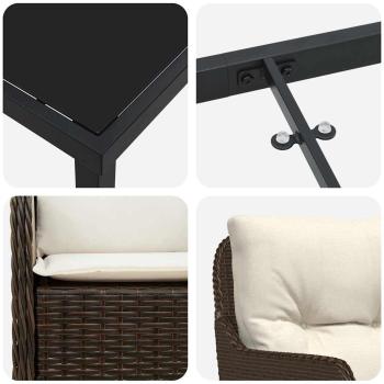 5-teiliges Garten-Esszimmer-Set mit Kissen Brauner Poly-Rattan