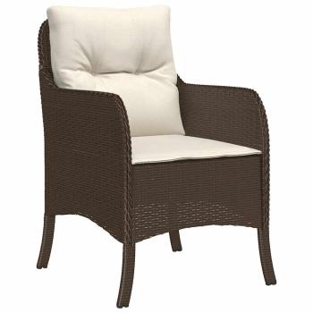7-teiliges Garten-Esszimmer-Set mit Kissen in Braun aus Poly-Rattan