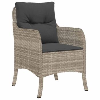 5-teiliges Garten-Essset mit Kissen Hellgrau Poly-Rattan
