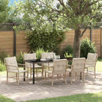 ARDEBO.de - Garten Essgruppe 7 stk. Beige Poly-Rattan