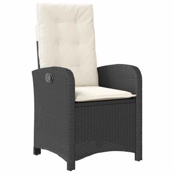 9-teiliges Garten-Dining-Set mit Kissen aus schwarzem Poly-Rattan