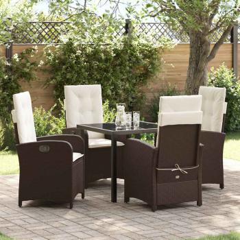 ARDEBO.de - 5-teiliges Gartenset mit Kissen Braunes Poly-Rattan