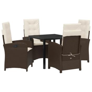 5-teiliges Gartenset mit Kissen Braunes Poly-Rattan