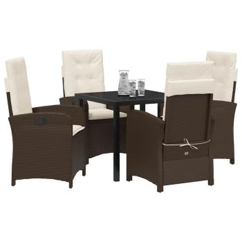 5-teiliges Gartenset mit Kissen Braunes Poly-Rattan