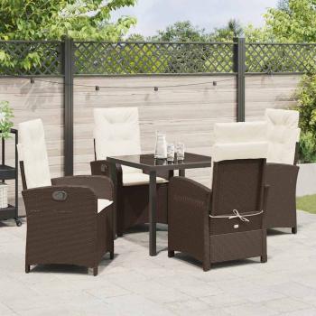 5-teiliges Gartenset mit Kissen Braunes Poly-Rattan