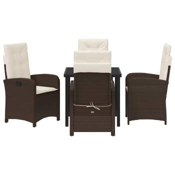 5-teiliges Gartenset mit Kissen Braunes Poly-Rattan