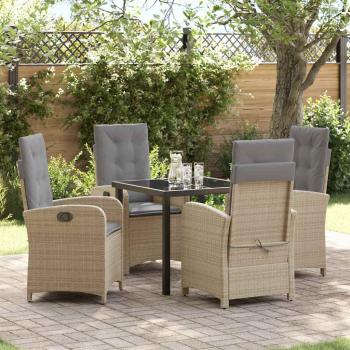 ARDEBO.de - 5-teiliges Garten-Esstischset mit Kissen Beige Poly-Rattan
