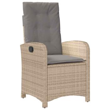 5-teiliges Garten-Esstischset mit Kissen Beige Poly-Rattan