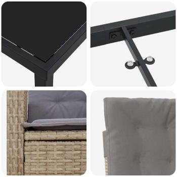 5-teiliges Garten-Ess-Set mit Kissen Beige Poly-Rattan