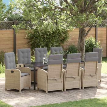 ARDEBO.de - Garten Essgruppe 9 stk. Beige Poly-Rattan