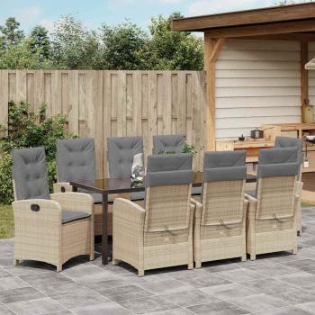 Garten Essgruppe 9 stk. Beige Poly-Rattan