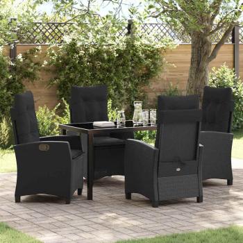 ARDEBO.de - 5-teiliges Gartendining-Set mit Kissen in Schwarz Poly-Rattan
